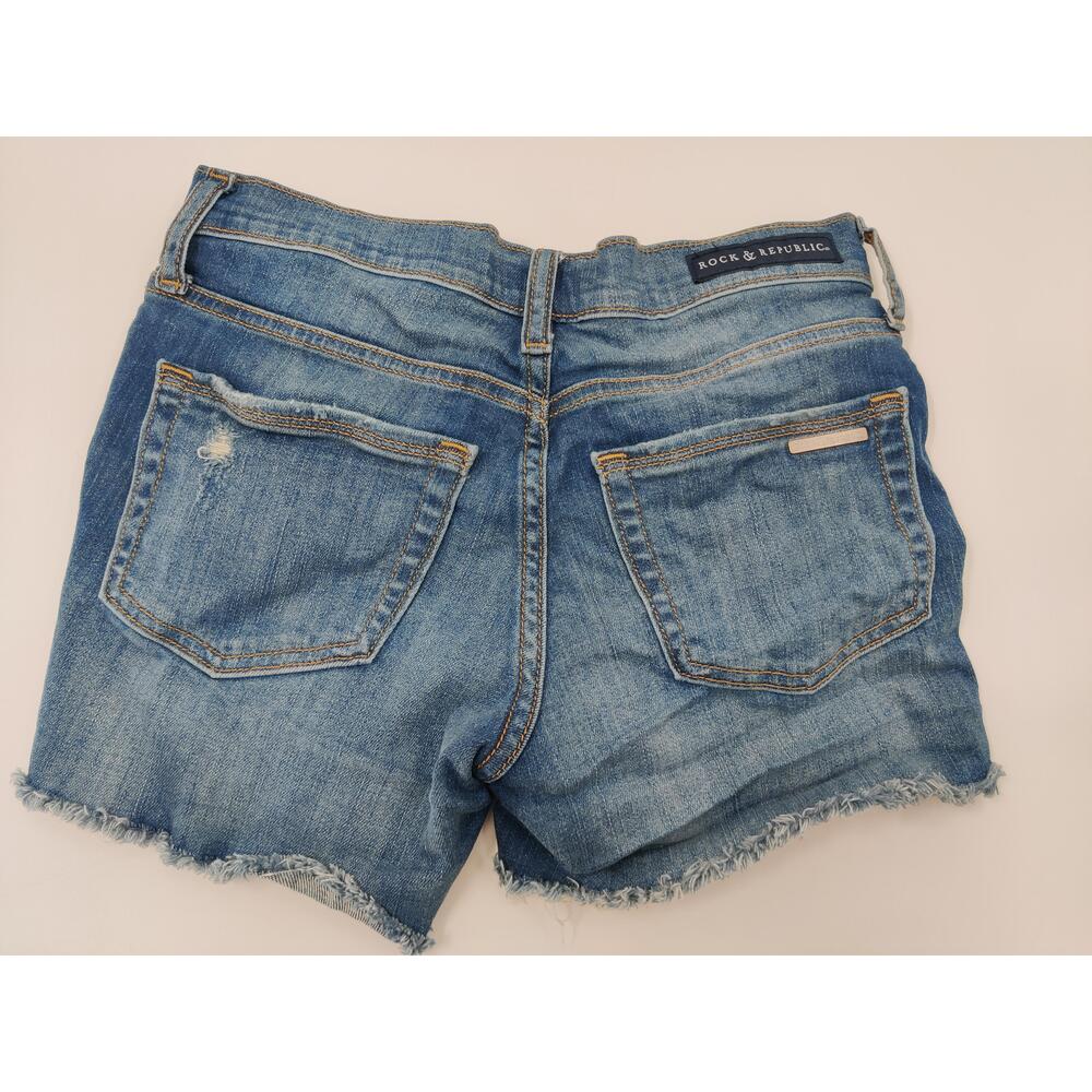 ROCK & REPUBLIC Womens Denim Shorts Size 2 Blue Distressed American Flag - Picture 5 of 12